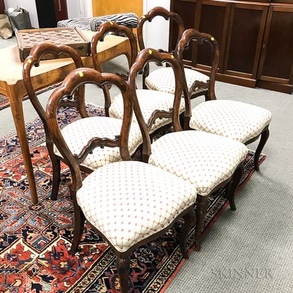 Set of Eight Rococo Revival Oak Side Chairs