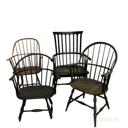 Four Windsor Armchairs