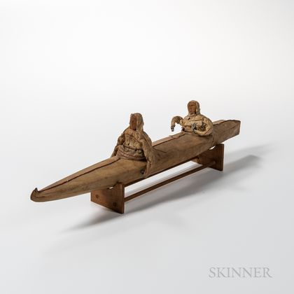 Model Eskimo Kayak with Two Figures