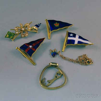 Small Group of Mostly Gold and Enamel Jewelry