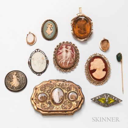 Group of Antique and Cameo Jewelry