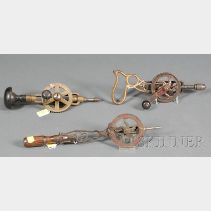 Three Brass and Steel Crank Hand Drills