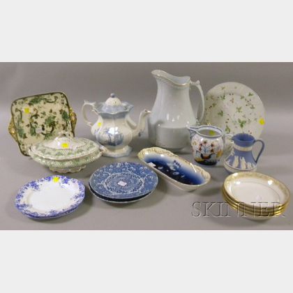 Sixteen Pieces of Mostly Transfer-decorated Ceramic Tableware