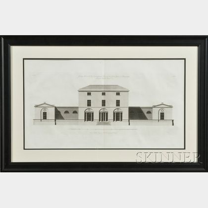 Pair of Large English Engravings of Architectural Elevations