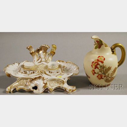 Two European Porcelain Gilt-decorated Items