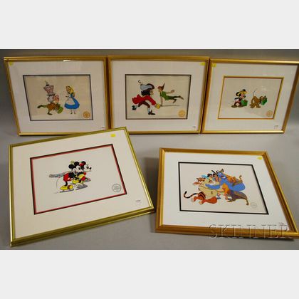 Five Framed Limited Edition Walt Disney Serigraph Cels