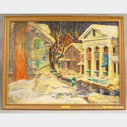 Marie Bruner Haines (American, 1881-1979) Bennington, Vermont, Street Scene in Winter