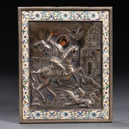 Russian Icon of St. George Slaying the Dragon