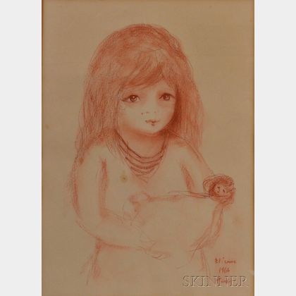 French School, 20th Century Portrait of a Young Girl with a Doll