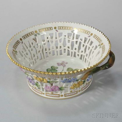 Two Royal Copenhagen "Flora Danica" Porcelain Round Baskets
