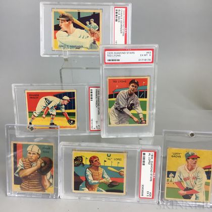 Eight 1934 and 1935 Diamond Stars Baseball Cards