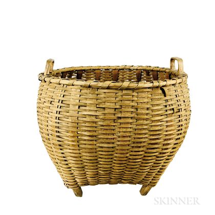 Large Woven Ash Handled Laundry Basket