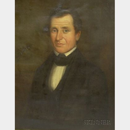 Framed 19th Century American School Oil on Canvas Portrait of a Gentleman
