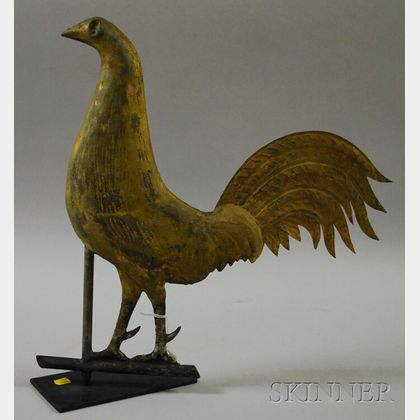 Gilt Molded Copper and Pressed Tin Gamecock Weather Vane
