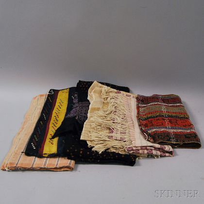Seven Woven Cotton and Wool Textile Items