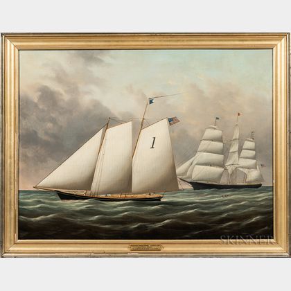 Joseph B. Smith and William S. Smith (American, 19th Century) Schooner Thomas S. Negus off New York and Pilot Boat