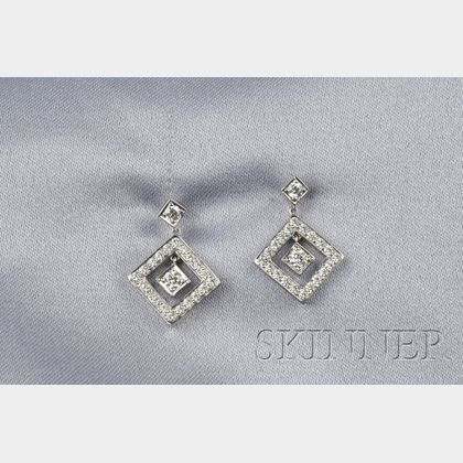 Platinum and Diamond Earpendants, Tiffany & Co.