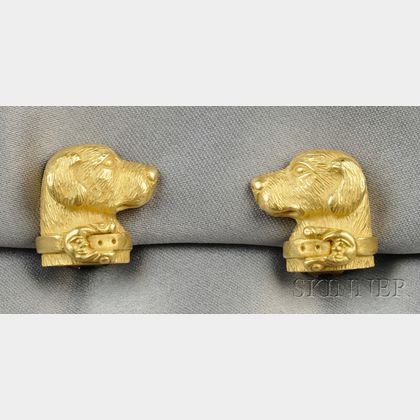 18kt Gold Dog Earclips, Barry Kieselstein-Cord