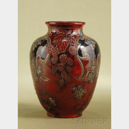 Bernard Moore Flambe and Luster Glaze Vase