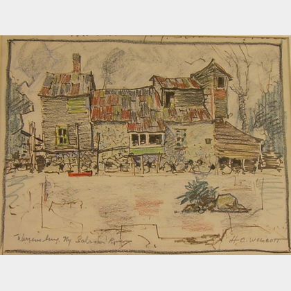 Framed Pastel and Marker on Paper/Board View, Warrensburg, N.Y. Sohon River