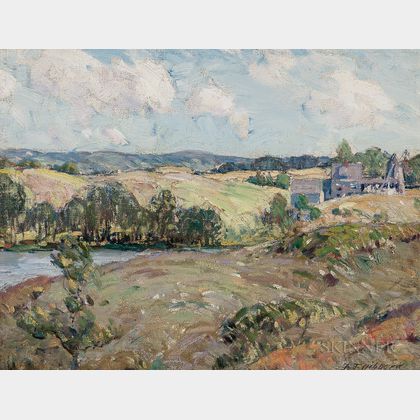 Aldro Thompson Hibbard (American, 1886-1972) Summer Landscape with Farm in the Distance