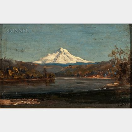 Thomas Hill (American, 1829-1908) Mount Hood from the Junction of the Columbia and Willamette Rivers