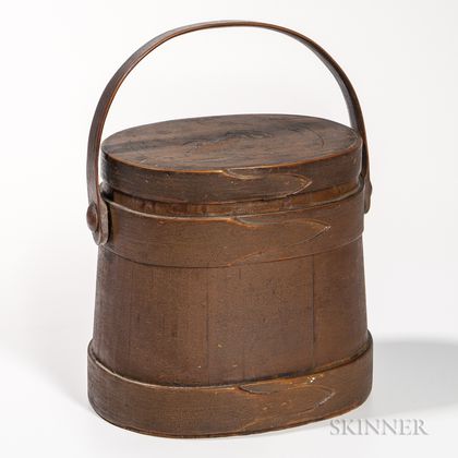 Brown-painted Oval Lidded Pail