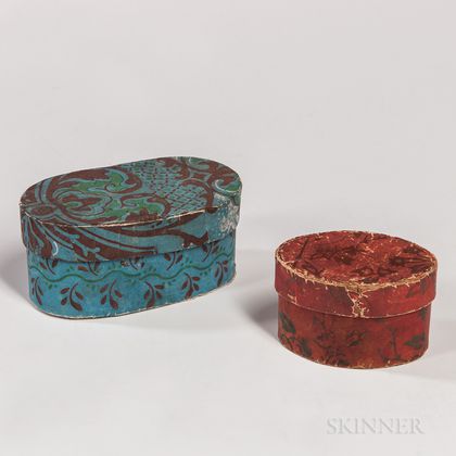 Two Small Oval Wallpaper Boxes