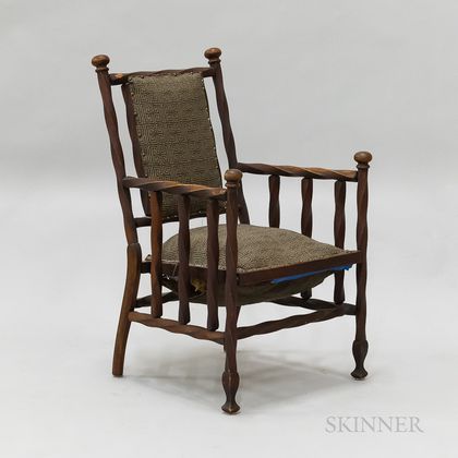 Country Turned and Stained Maple Armchair