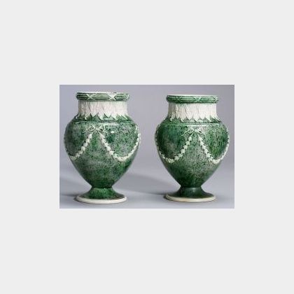 Pair of Wedgwood White Terra Cotta Stoneware Porphyry Vases
