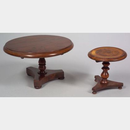 Two Miniature Tilt-top Pedestal Tables