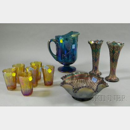 Ten Pieces of Carnival Glass