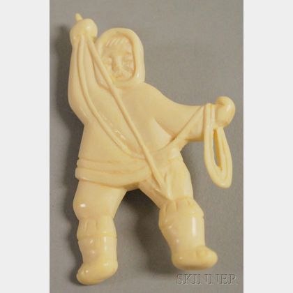 Grenfell Carved Ivory Brooch of an Eskimo