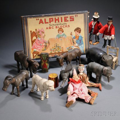 Schoenhut "ALPHIES A-B-C" Blocks and Ten "Humpty Dumpty Circus" Figures