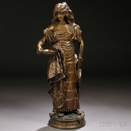 After Adrien-Etienne Gaudez (French, 1845-1902) Bronze Figure of a Gypsy Maiden