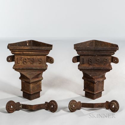 Pair of Cast Iron Corner Downspouts