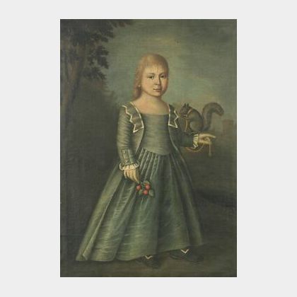British School, 18th/19th Century Young Girl with Her Pet Squirrel