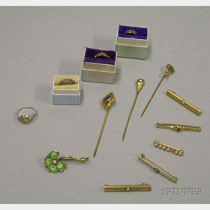 Small Group of Baby Rings and Assorted Pins
