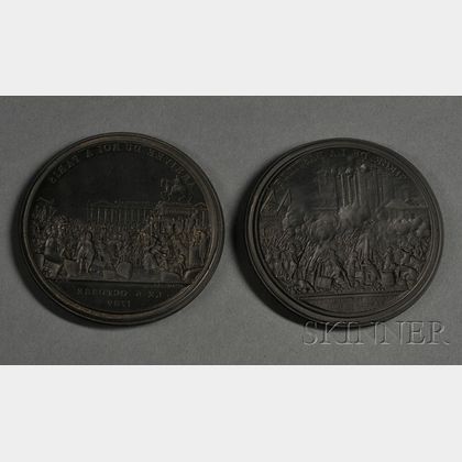 Pair of Wedgwood Black Basalt Intaglio Medallions