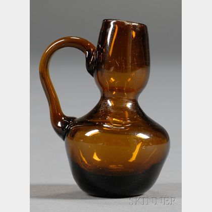 Early Brown Blown Glass Vinegar Bottle