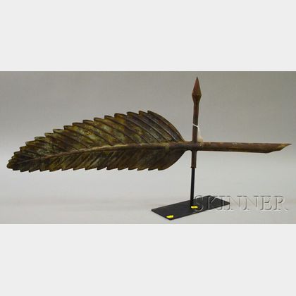 Pressed and Wrought Iron Quill Pen Weather Vane