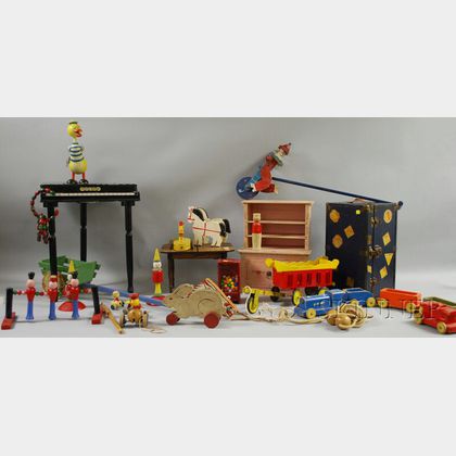 Group of Vintage Painted Wood Toys and Toy Furniture. 