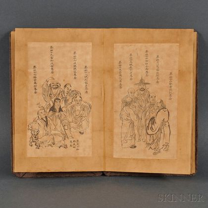 Woodblock Print Album Depicting One Hundred Luohans