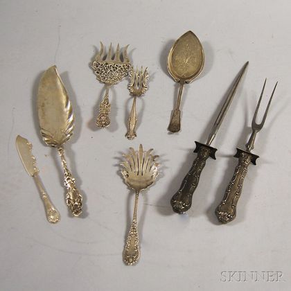 Eight Silver Flatware Serving Items