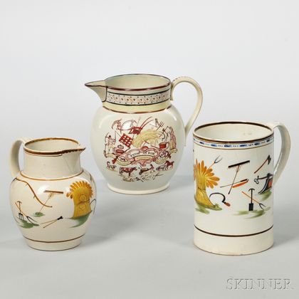 Three Pieces of Decorated Pearlware
