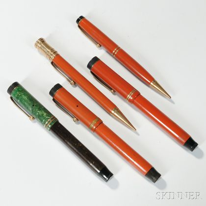 Five Parker Duofold Pens and Pencils