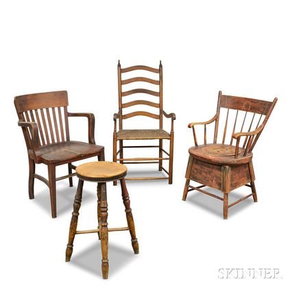 Three Chairs and a Stool. Estimate $100-200