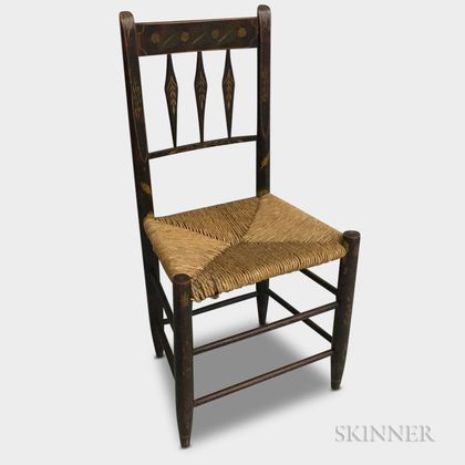 Country Paint-decorated Rush-seat Side Chair