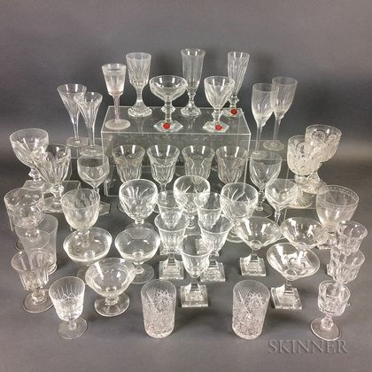 Forty-six Pieces of Colorless Glass Stemware