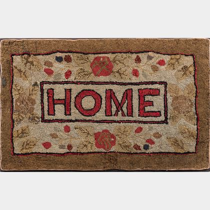 Hooked Rug "Home,"